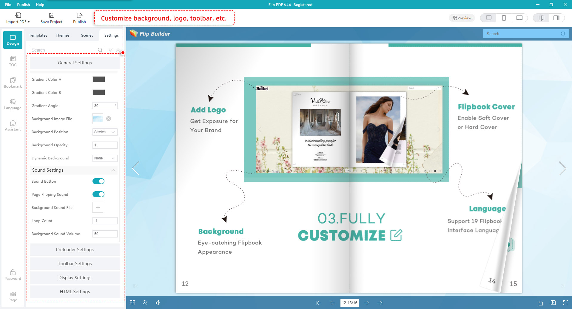 Step 2. Customize your own flipbook