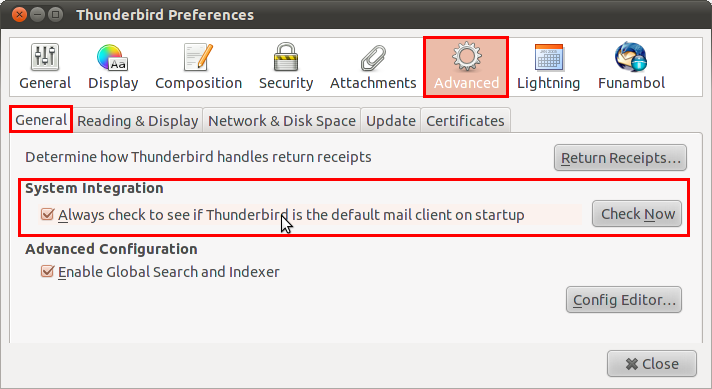 set thunderbird as default mail client