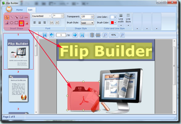 draw high light on flipping page